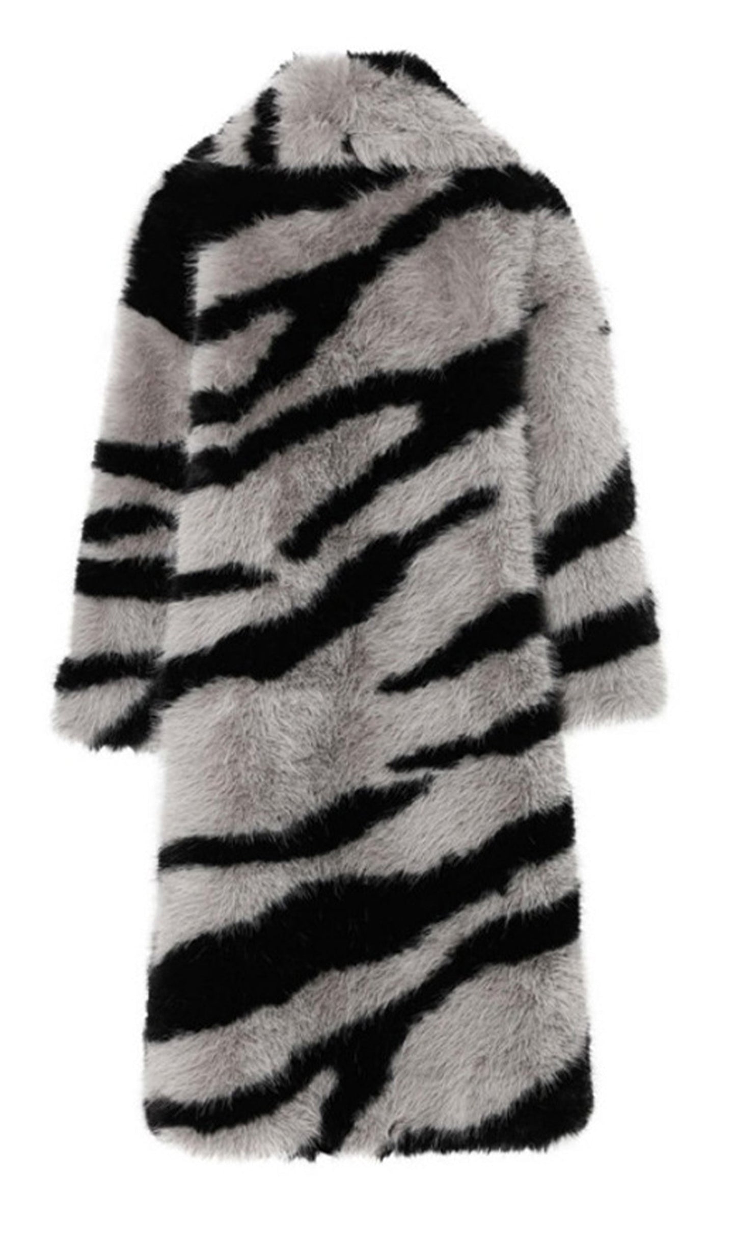 Trend Suni Kürk Zebra Desenli Palto