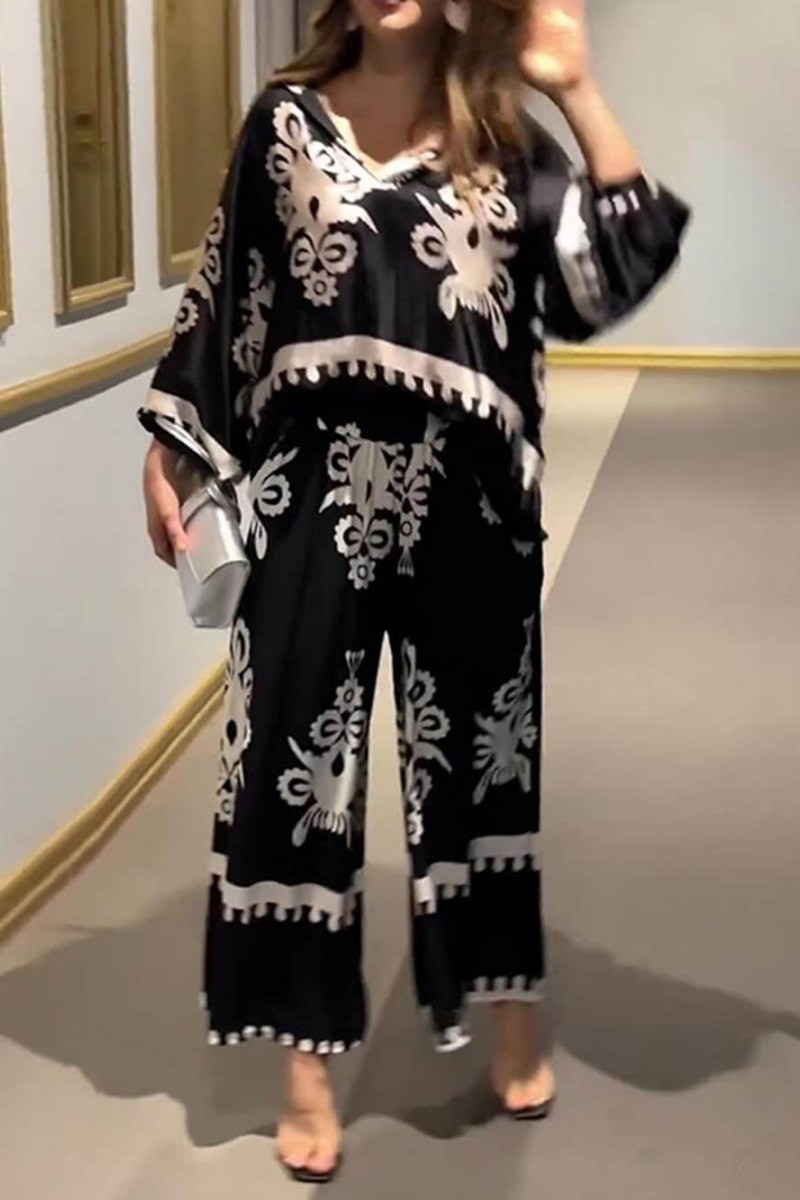 Düzensiz Uzun Kollu Üst Uzun Pantolon Takımı