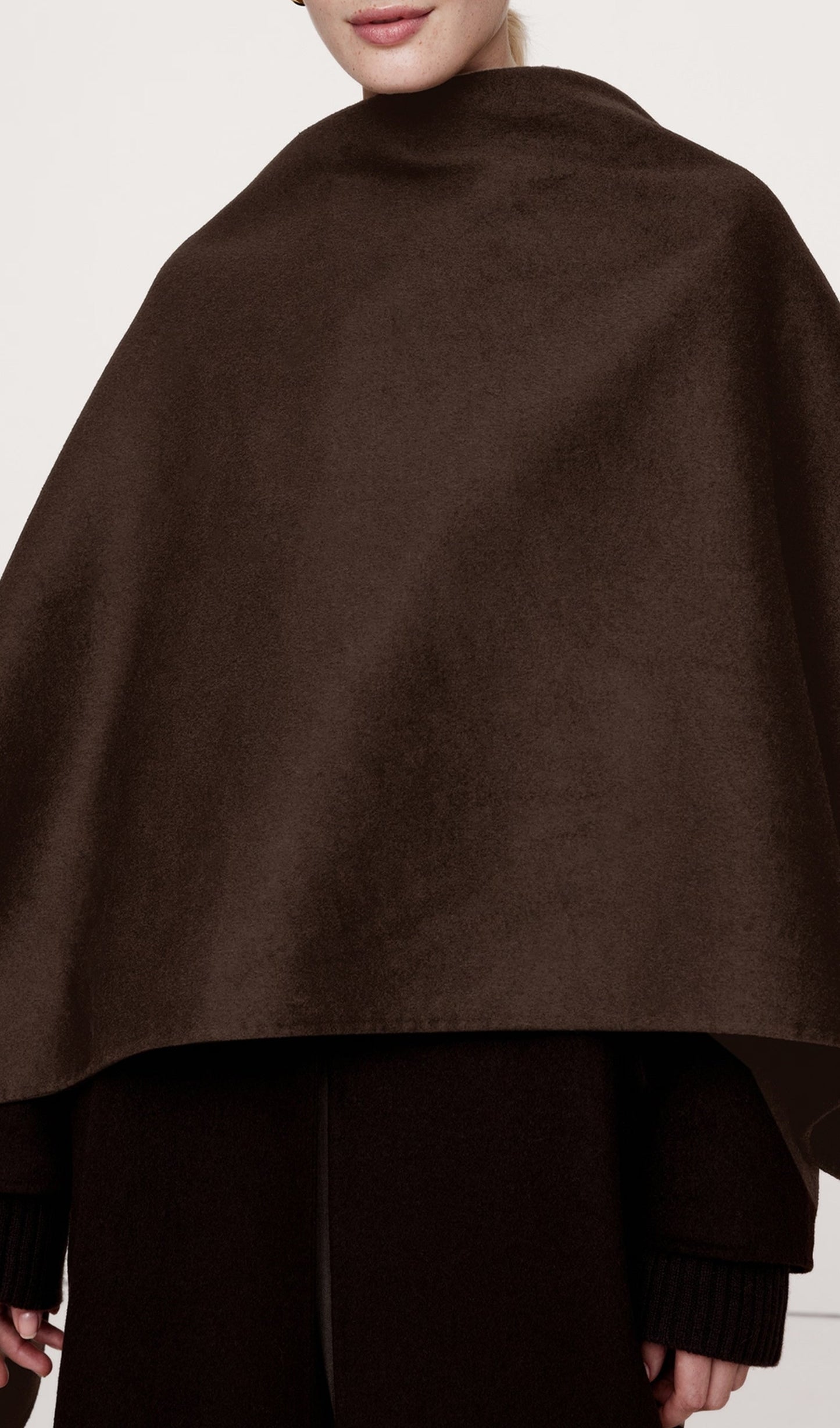 Büyük Boy Çift Yüzlü Pelerin Palto-Kahve