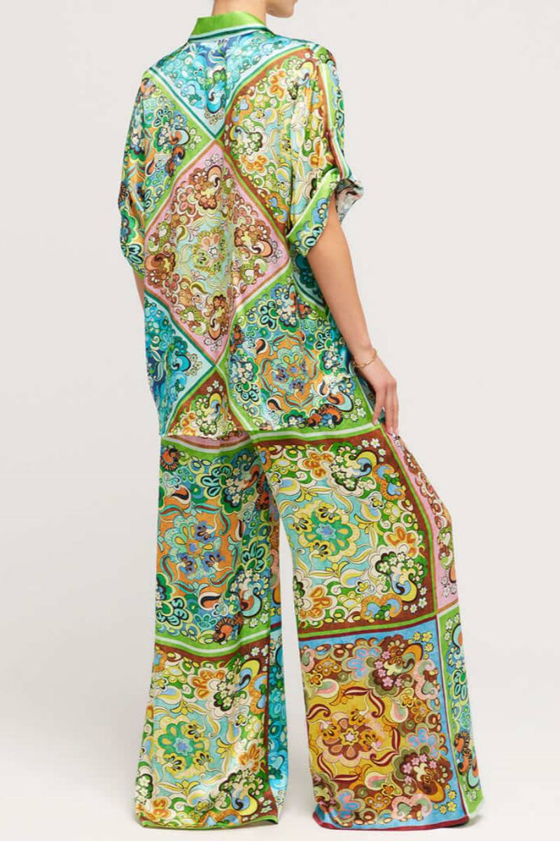 Özel Saten Baskılı Düğmeli İkili Takım