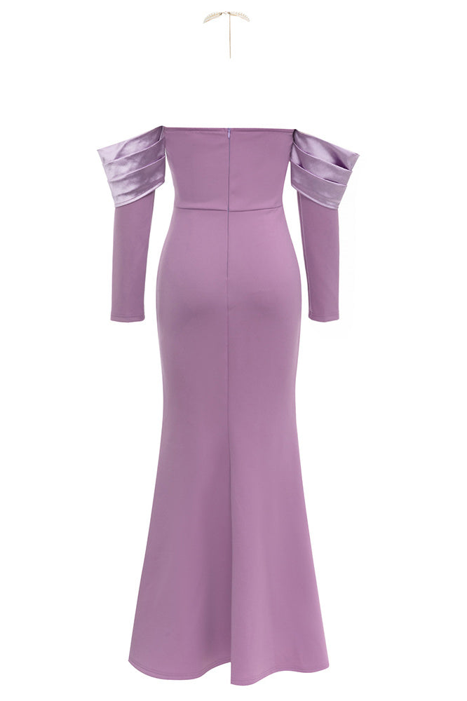 Şık Tek Omuzlu Kürk Yaka Dar Midi Elbiseler