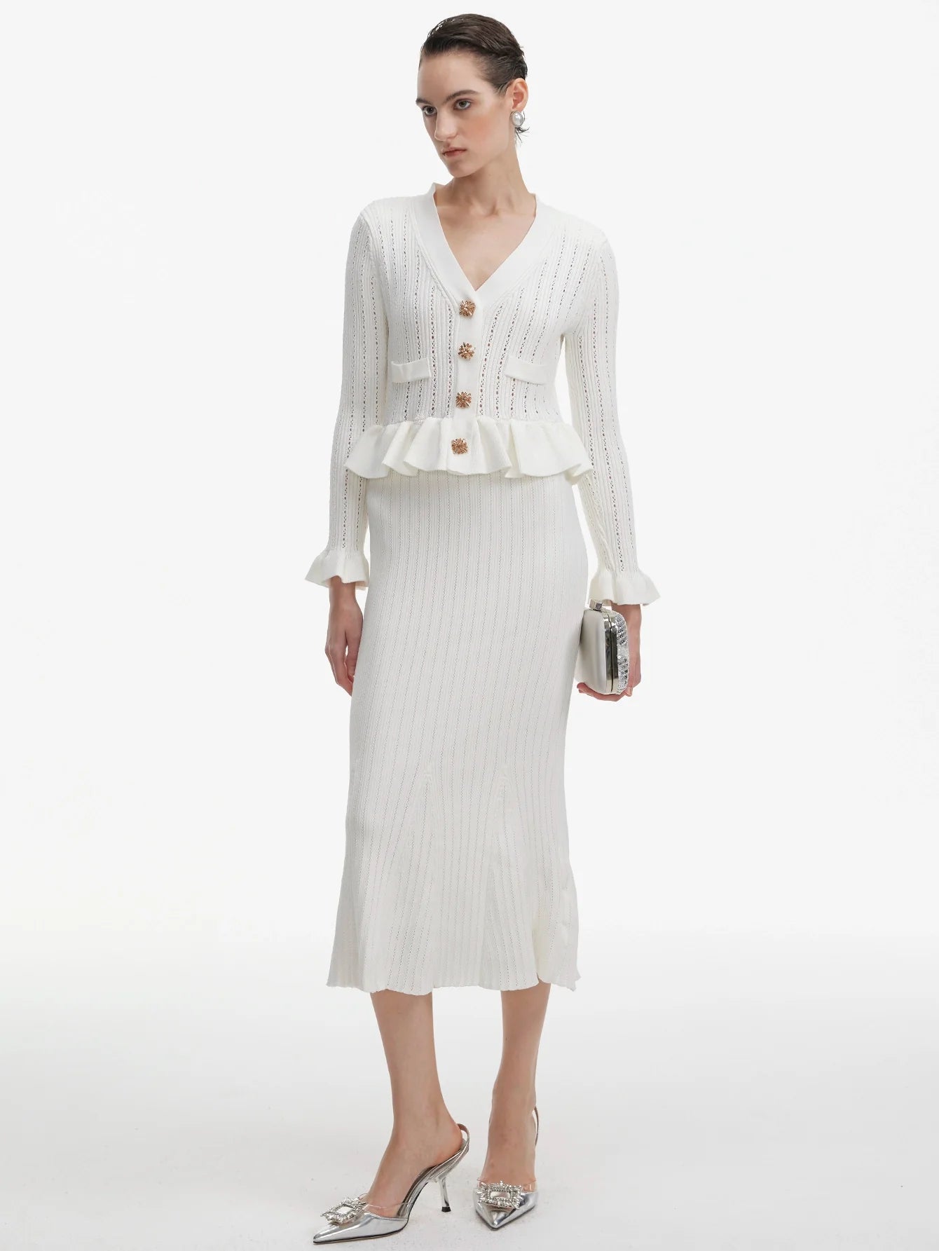 Fırfırlı Etek Örgü Elbise