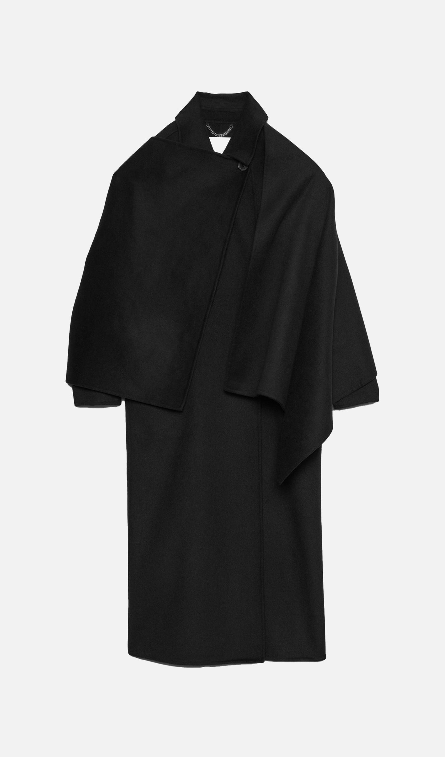 Büyük Boy Çift Yüzlü Pelerin Palto-Siyah