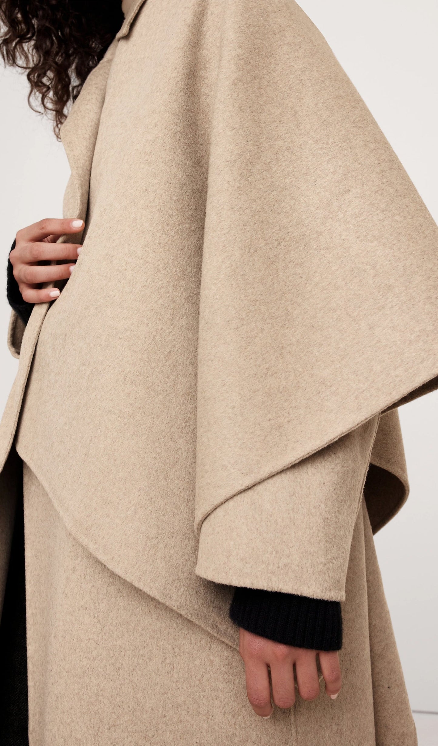 Büyük Boy Çift Yüzlü Pelerin Palto-Yulaf Ezmesi