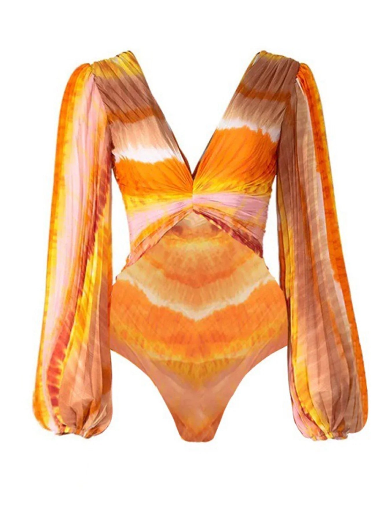 Zarif Batik Pileli Tek Parça Mayo