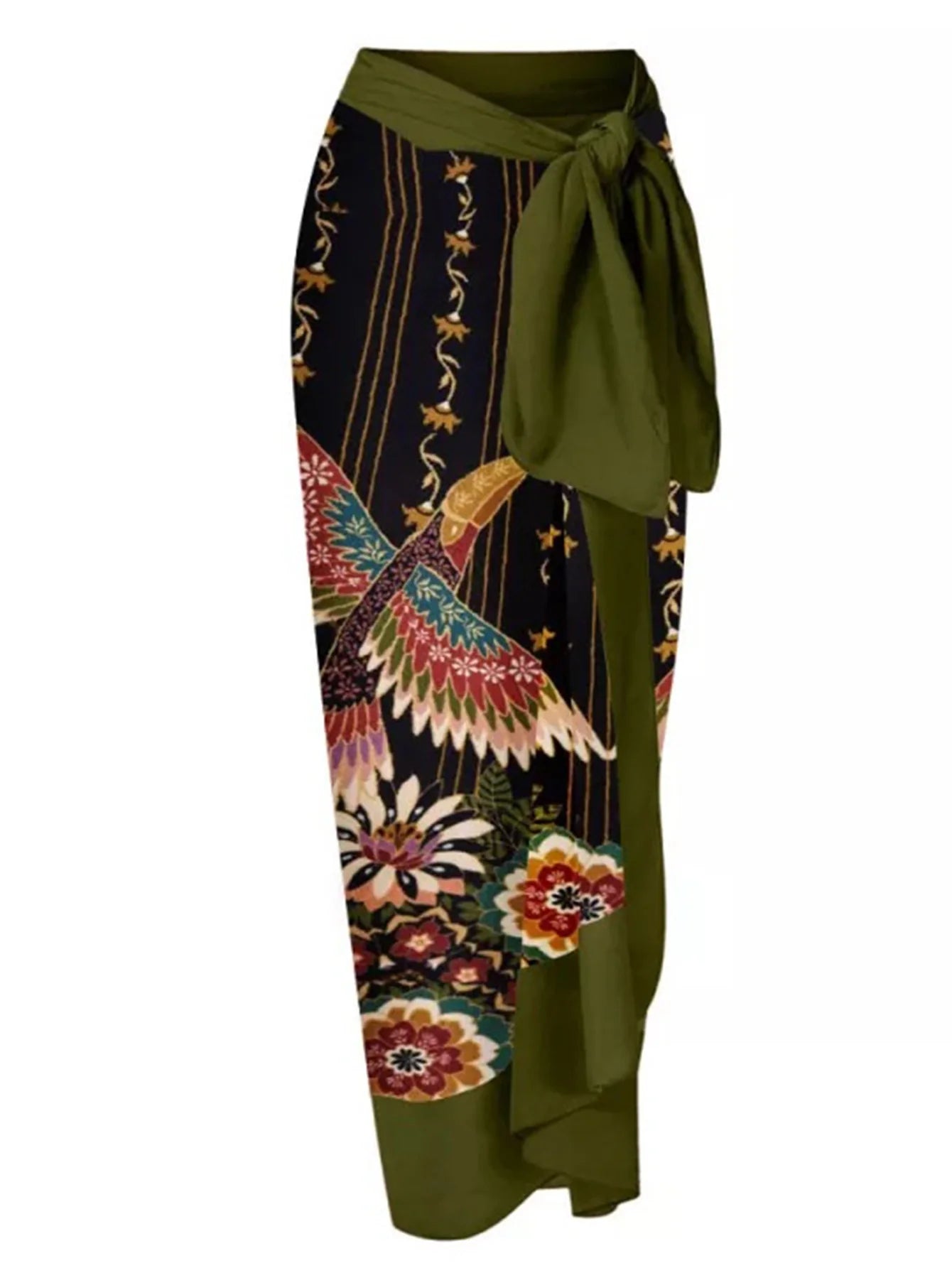 Egzotik Çiçek Ve Kuş Baskılı Mayo İki Parça Set