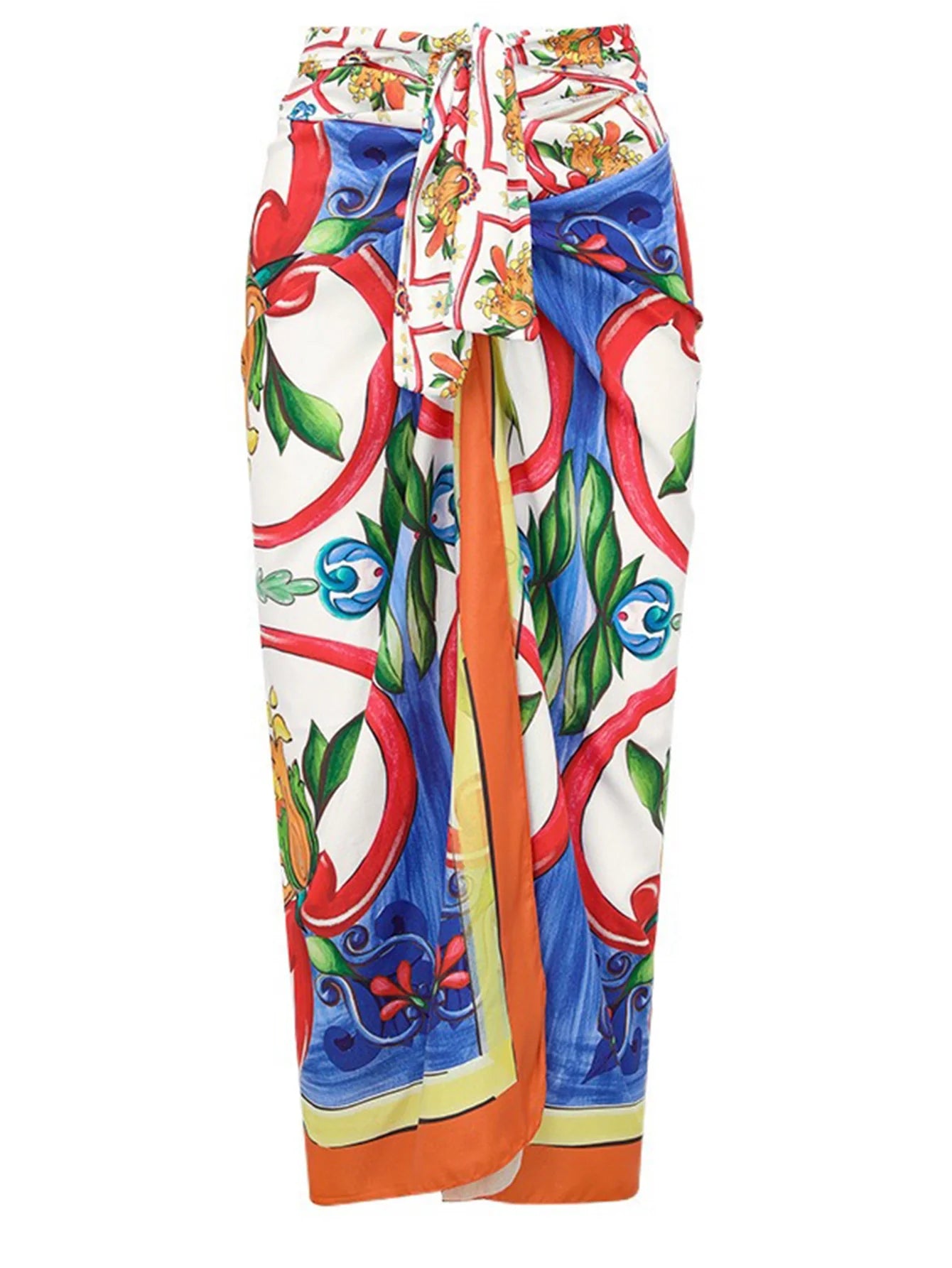 Fırfırlı Emaye Baskılı Mayo Ve Sarma Etek Takım