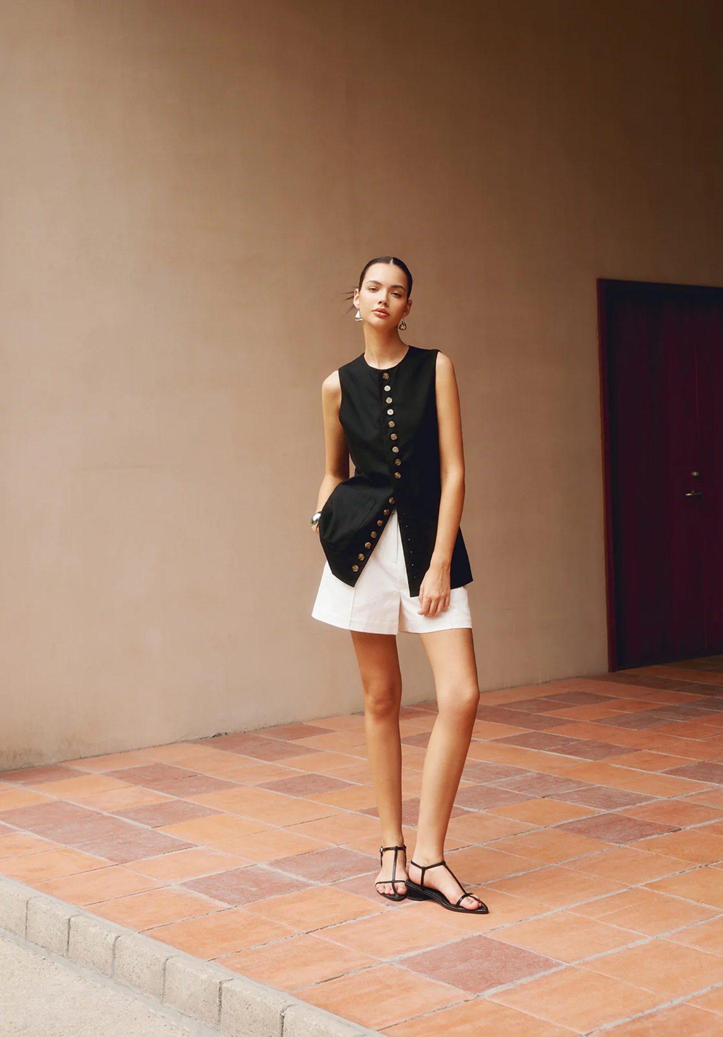 Düğmeli Keten Yelek