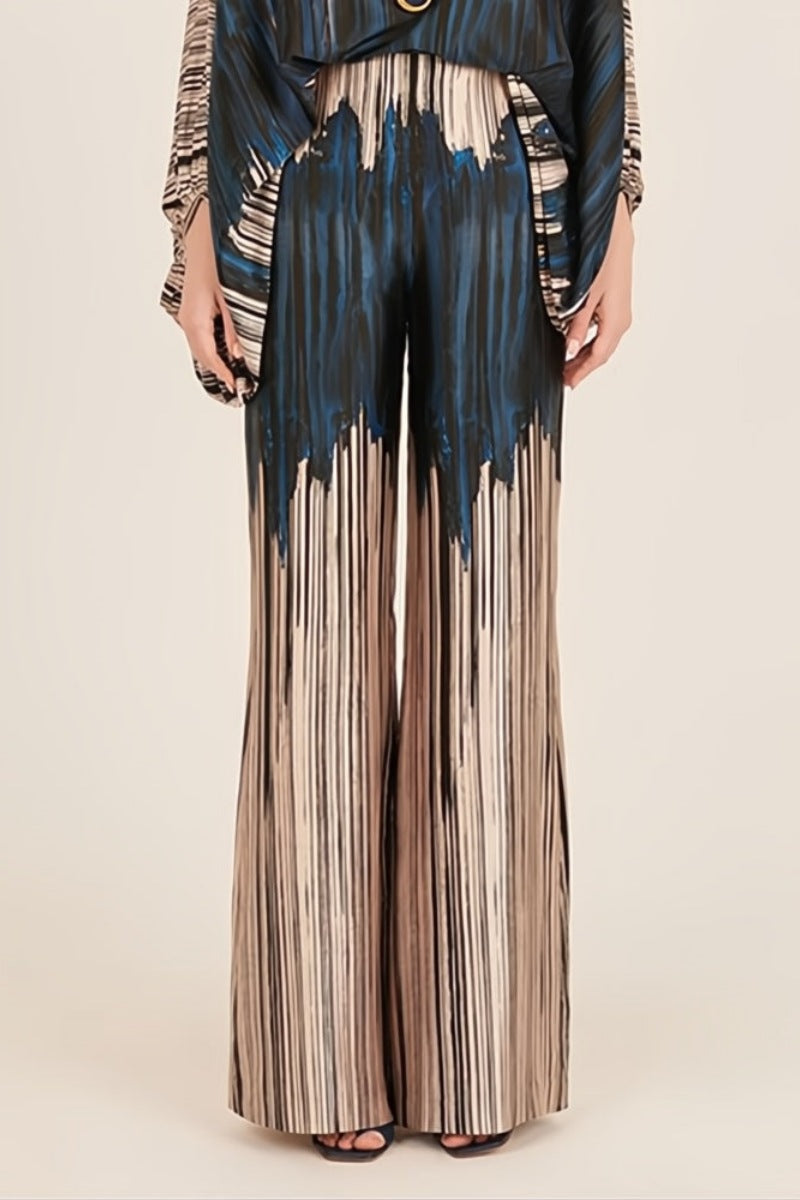 Abstract Waves İkili Takım - Mavi-Kahverengi