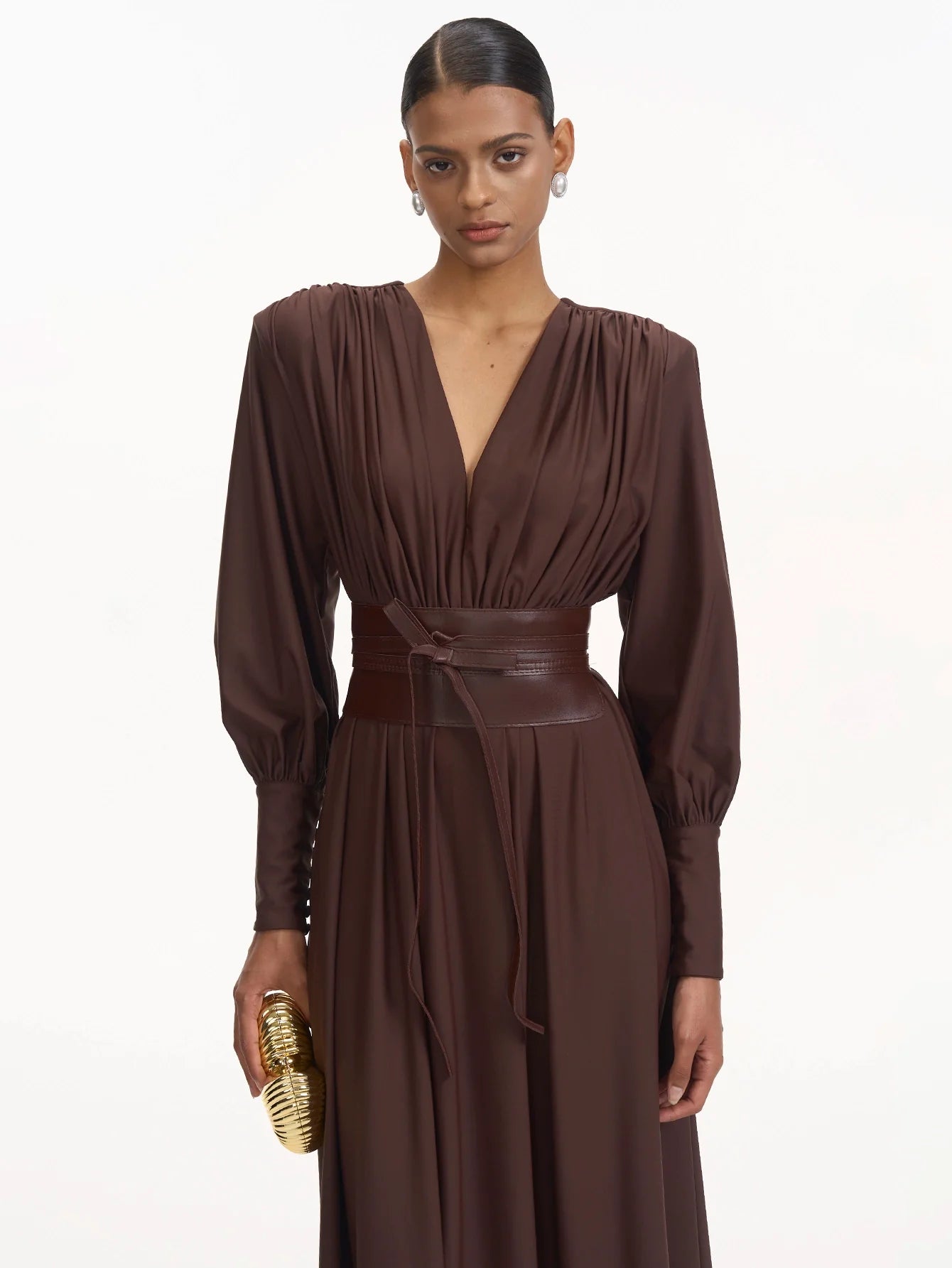 Zarif Uzun Kollu Uzun Elbise