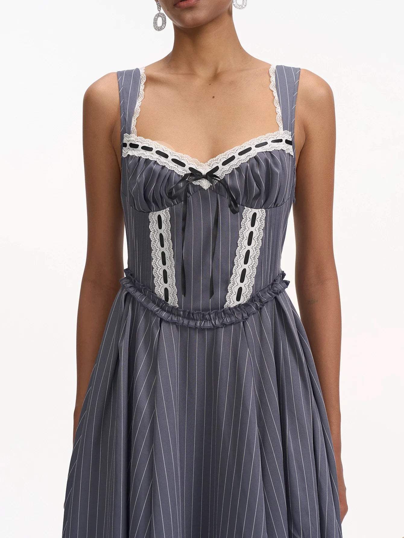 Kız Gibi İnce Çizgili Yarım Elbise