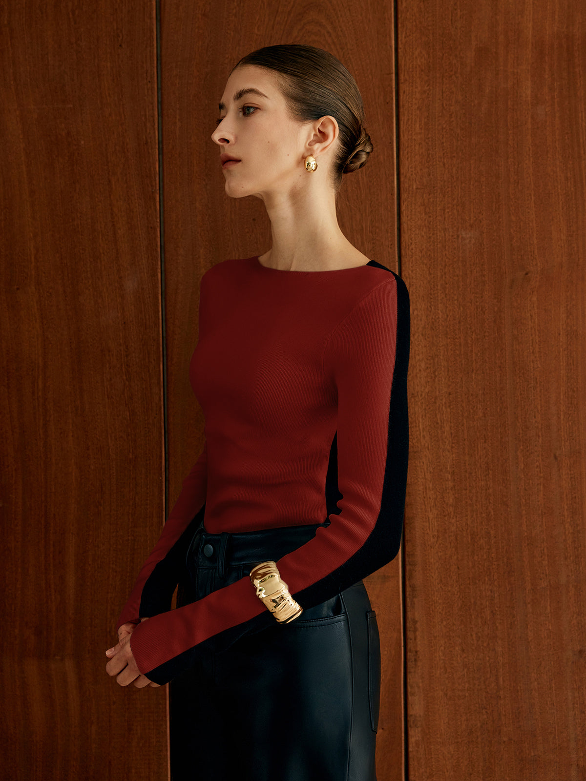 İki Renkli Panelli Örgü Üst