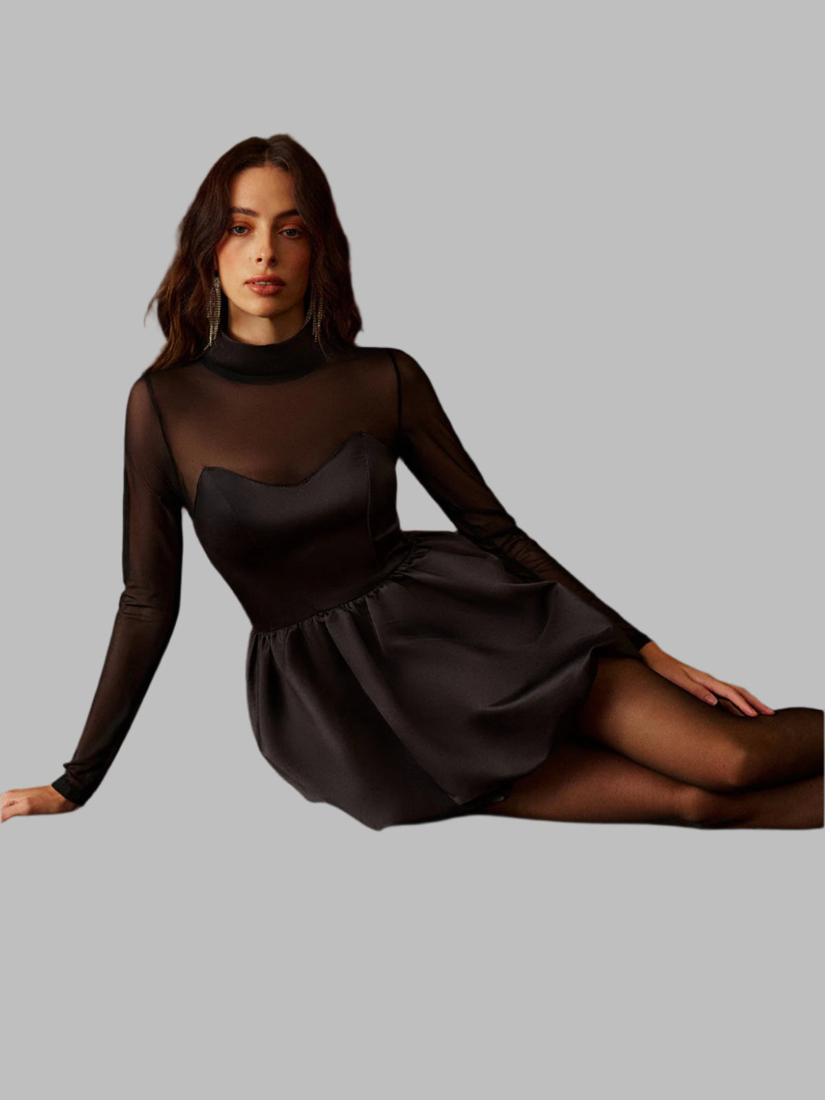 Lya- Dik Yaka Pileli Etek Dosya Panel Elbise