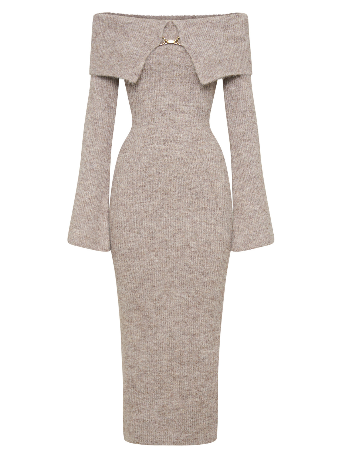 Barrick Uzun Kollu Örme Midi Elbise