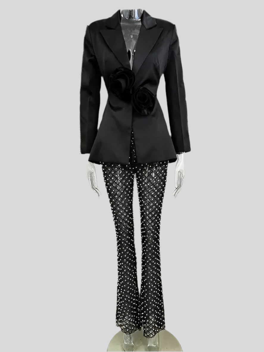 Zarif Aura Boncuklu Blazer Ve Pantolon Takımı