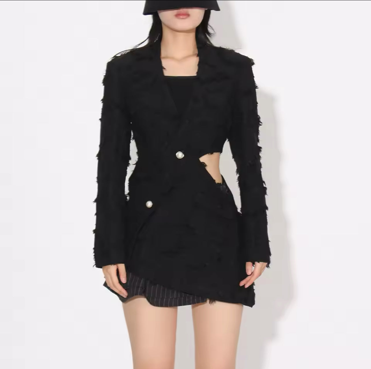 V Yaka Oymalı Düzensiz Blazer - Kadınlar İçin Şık Düğmeli Blazer