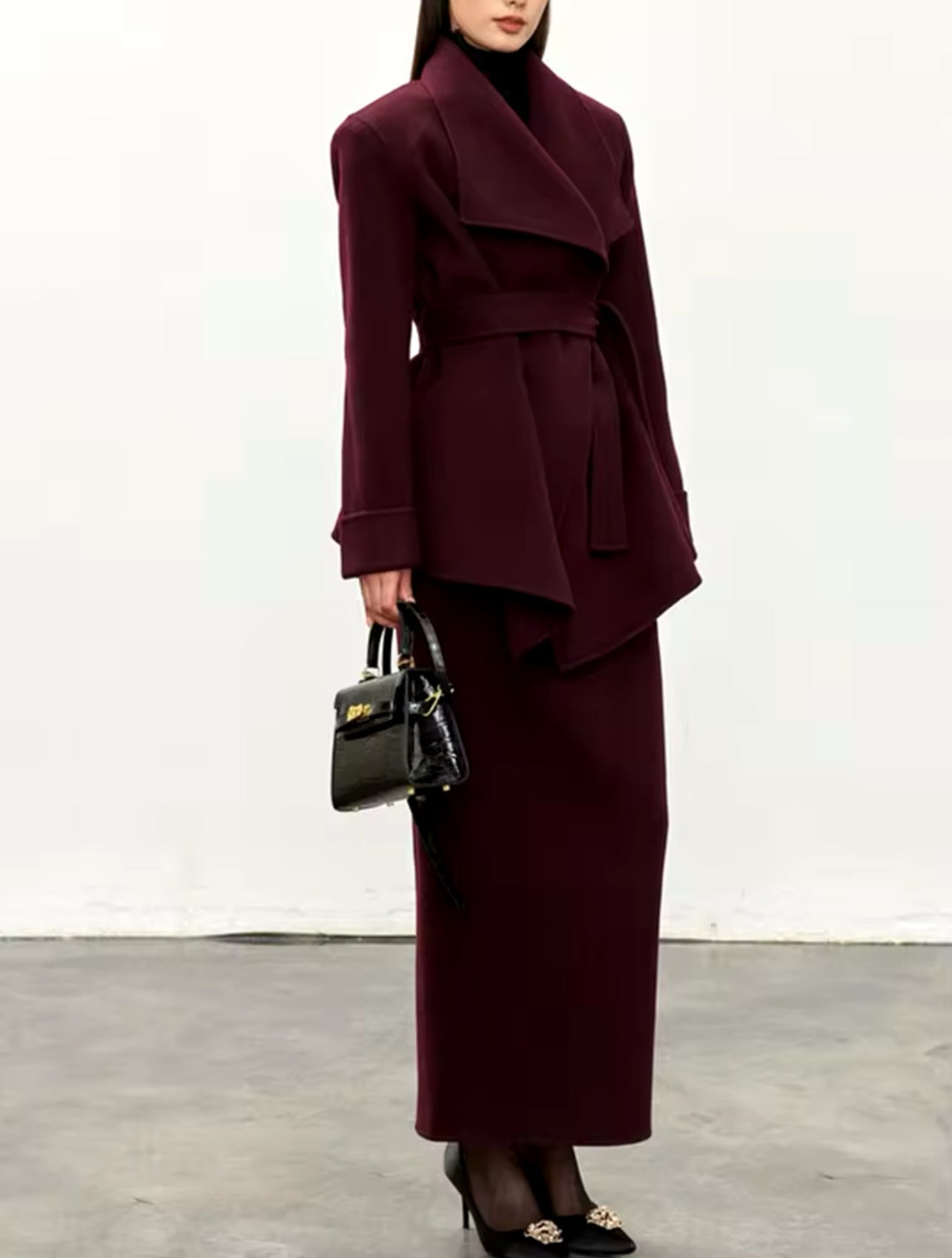 Kış Stilinizi Yükseltin: Kadınlar İçin Şık Dik Yaka Düz Patchwork Ceket