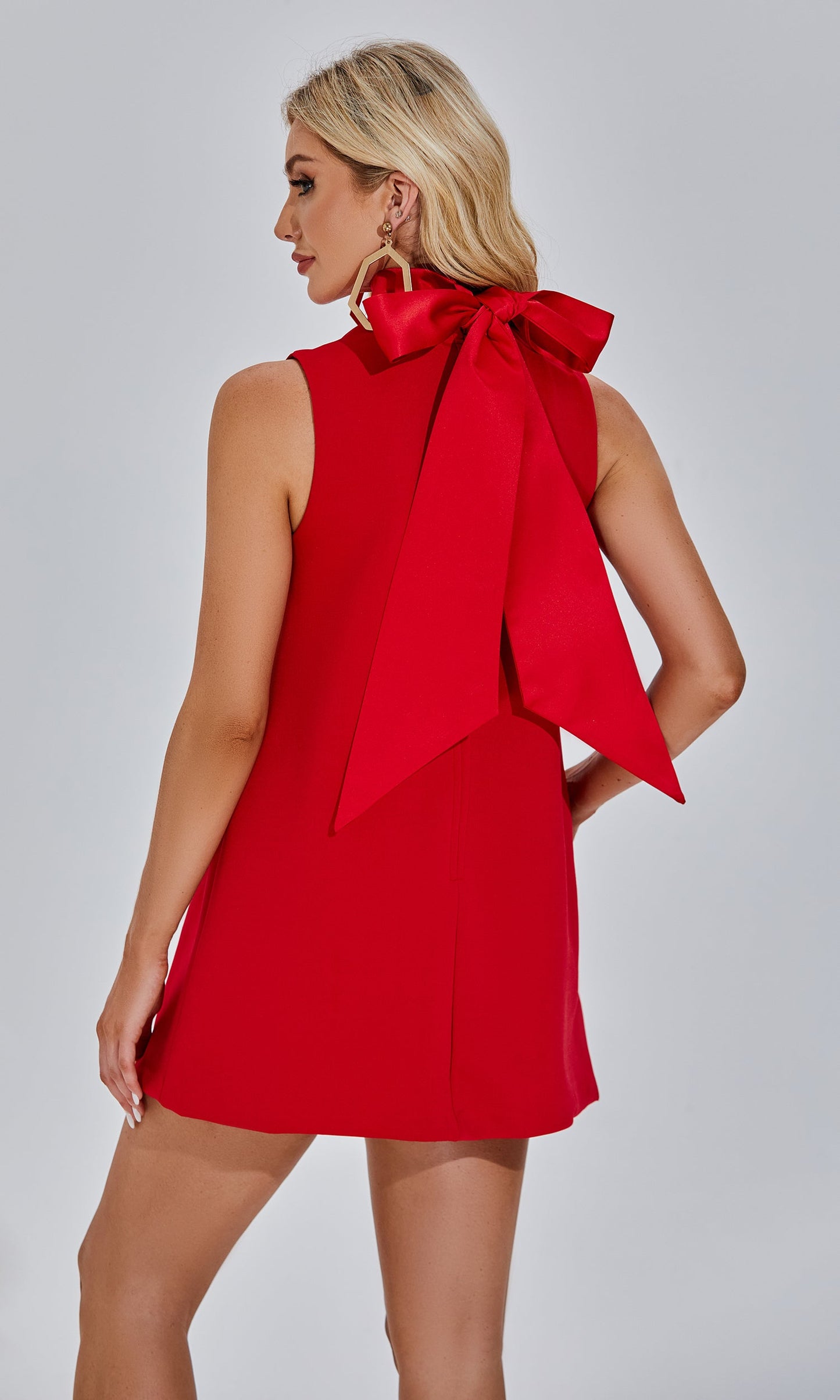 Jodie Kırmızı 3D Mini Çiçek Desenli Elbise