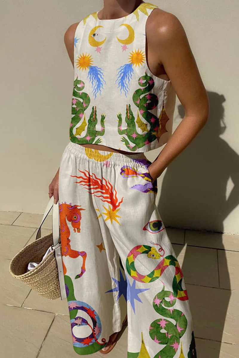 Keten Karışımlı Eşsiz Baskı Tankı Seti