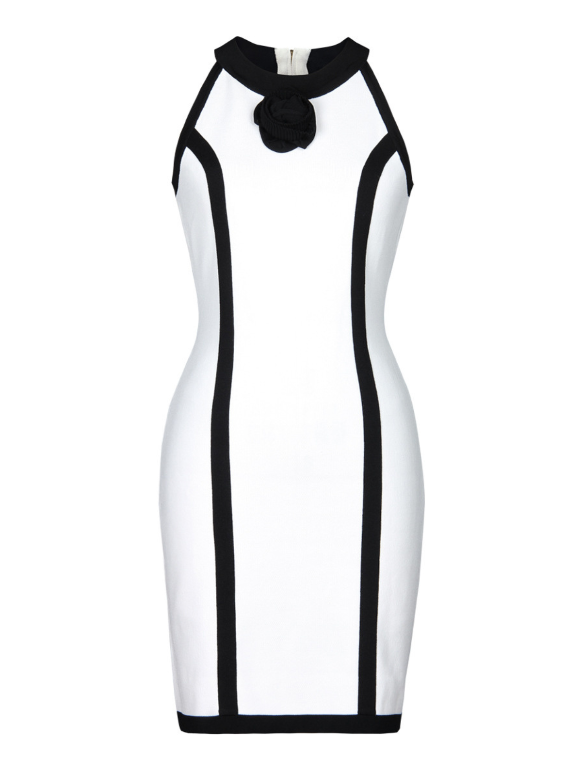 Jyll Yuvarlak Yaka Çiçekli Örme Mini Elbise Beyaz