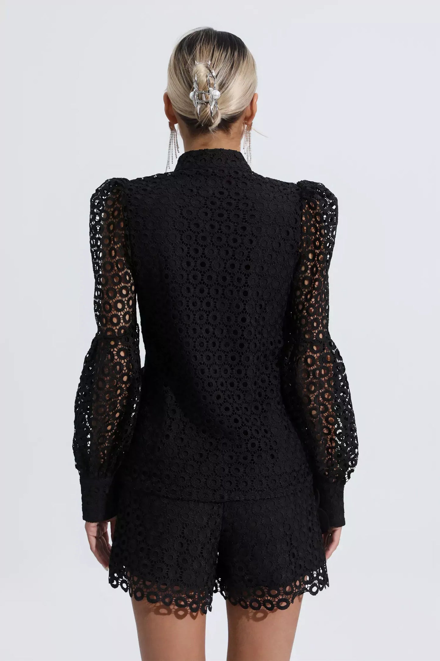 Macy Siyah Hollow Çiçekli Set