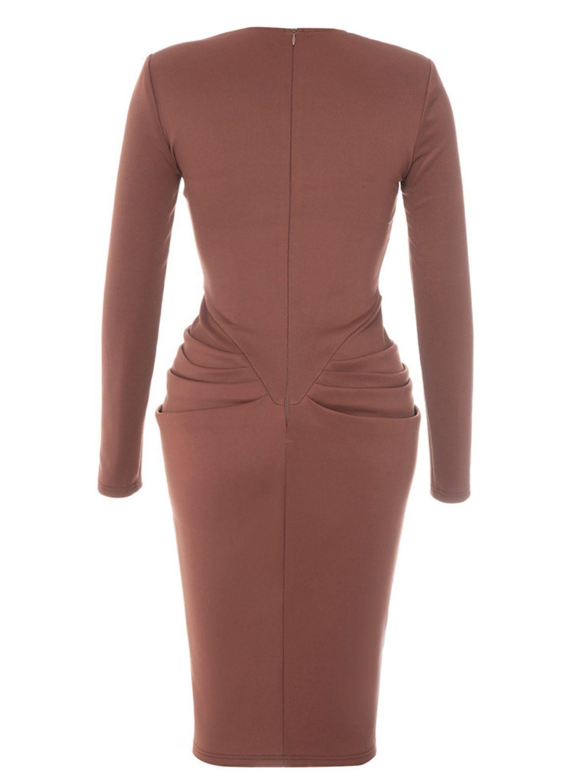 Noelani Uzun Kollu Korseli Midi Elbise