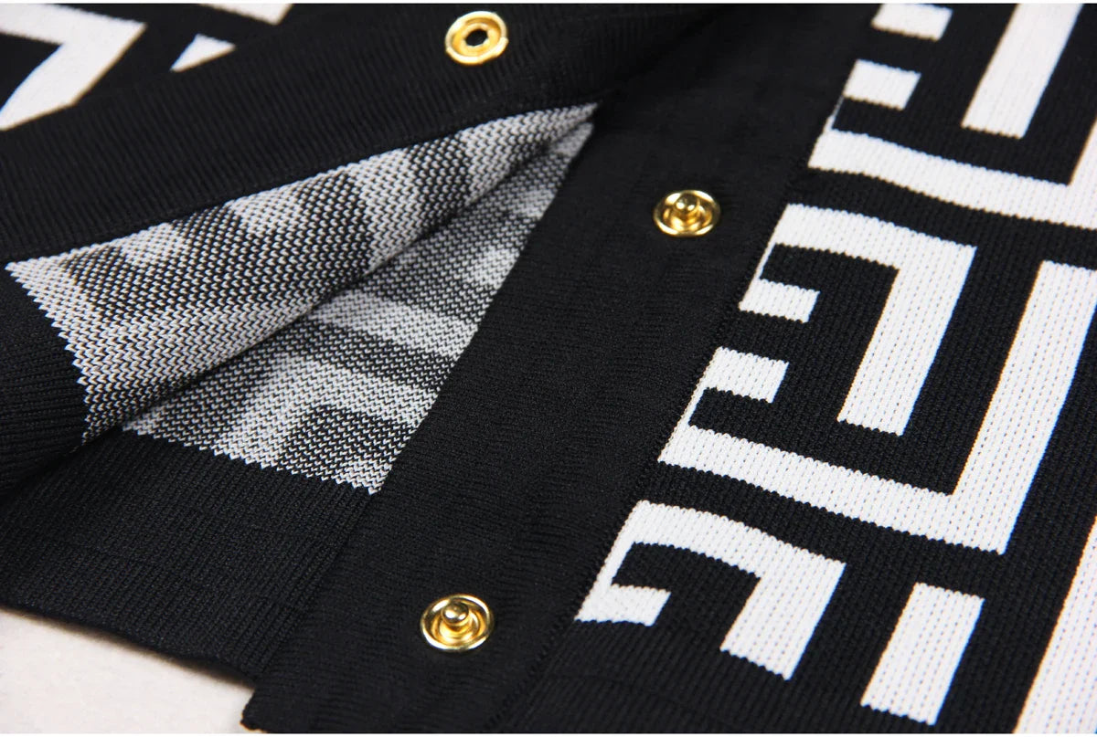 Kaliteli Çizgili Triko Yuvarlak Yaka Hırka