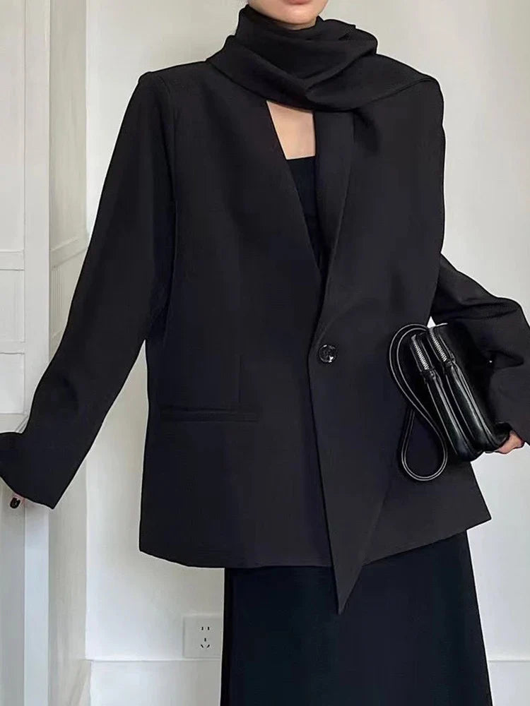 Kadınlar İçin Katı Patchwork Blazer