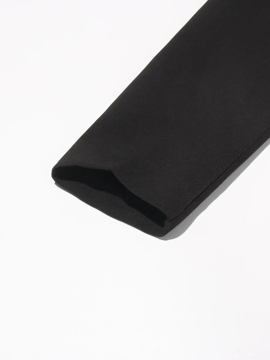 Kadın Çentikli Yaka Uzun Kollu Patchwork Düğmeli Blazer