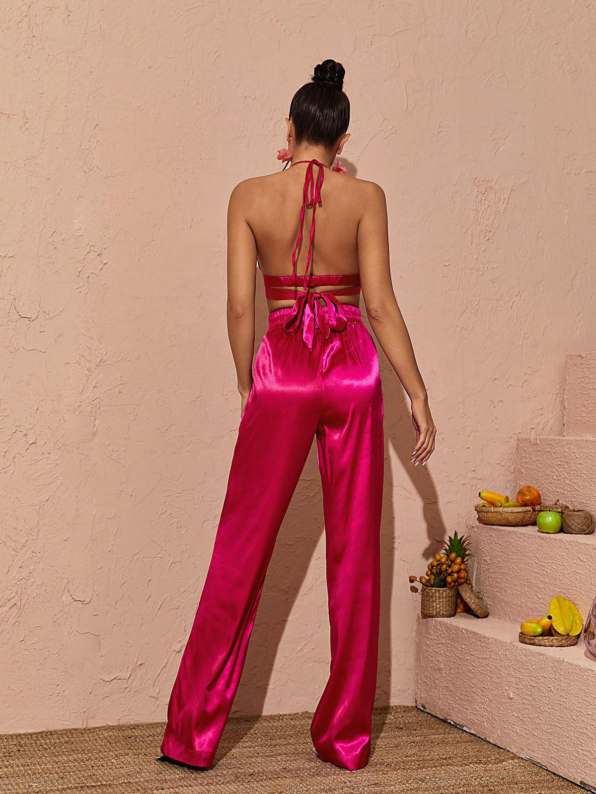 Zariyah Saten Blazer Sıcak Pembe