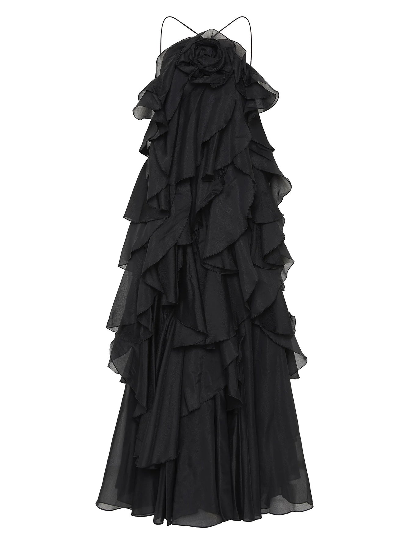 Zarif Ve Zarif Fırfırlı Gece Elbisesi