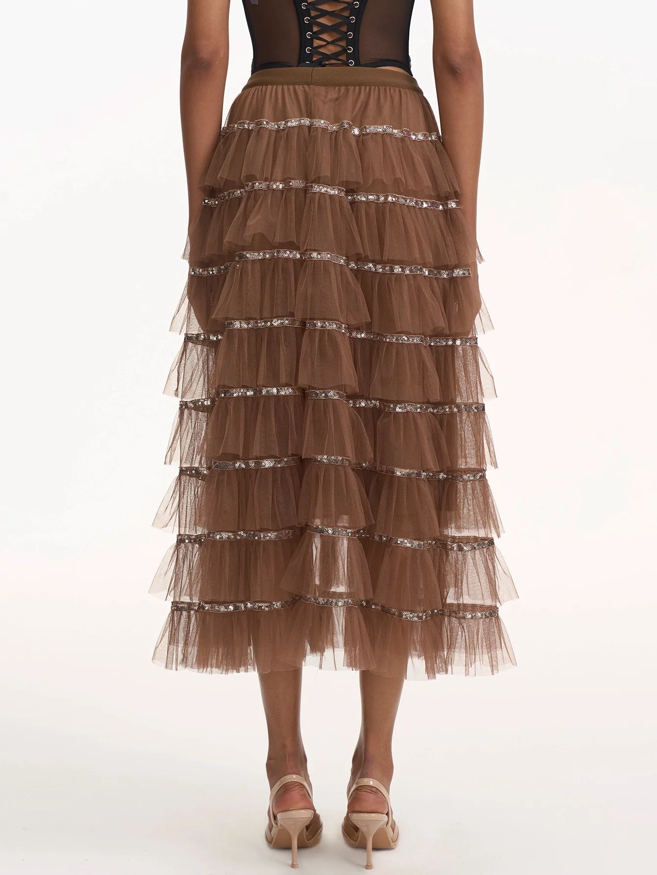 Zarif Katmanlı Tül Uzun Etek