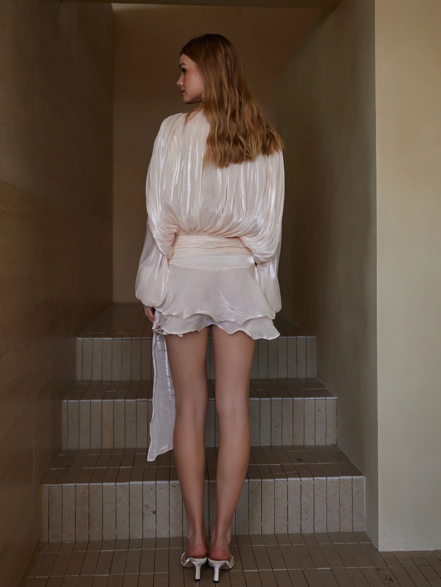 Zarif İpek Karışımlı Bluz Elbise Seti