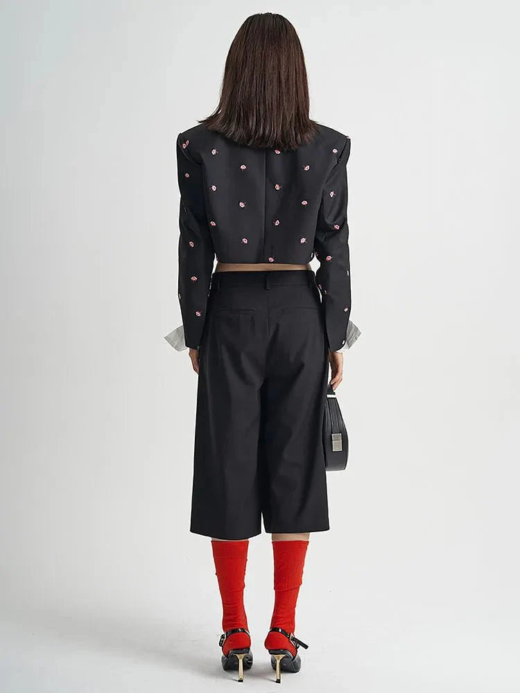 İşlemeli Essence Dar Kesim Blazer