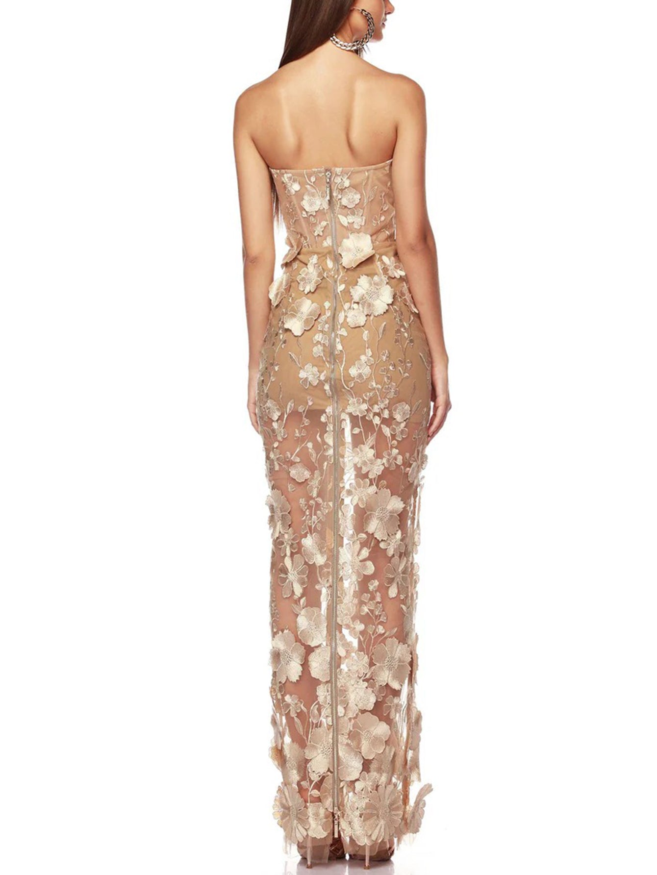 Lüks Çiçek İşlemeli Elbise