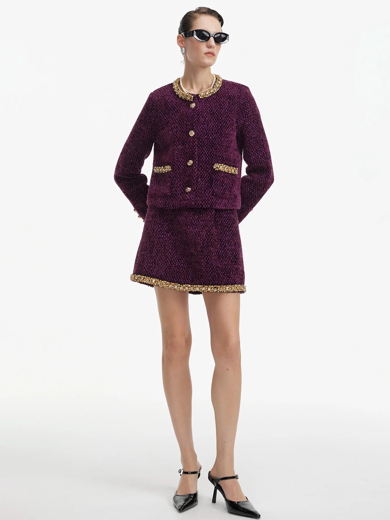 İnci Süslemeli İki Parçalı Takım Seti