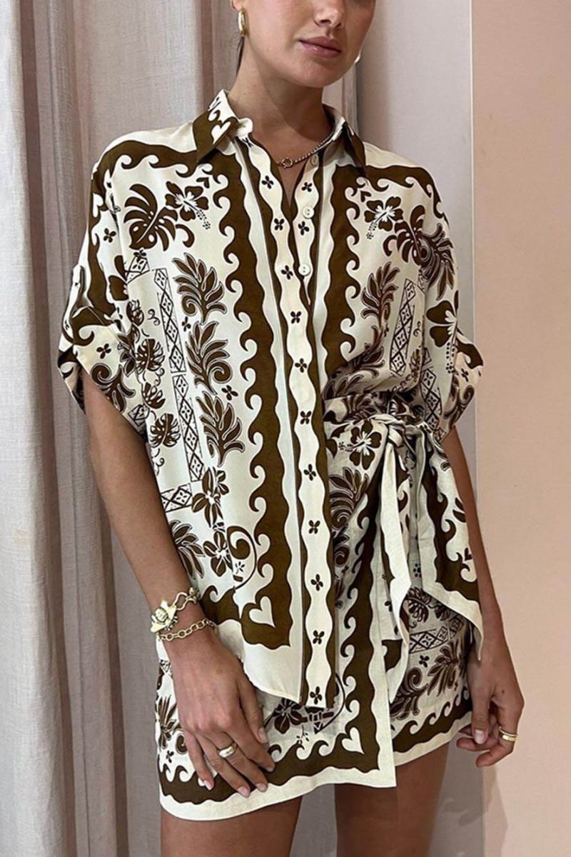 Etnik Zarif Baskılı Moda Günlük Takım