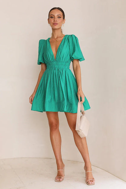 Erin Mini Elbise - Zümrüt