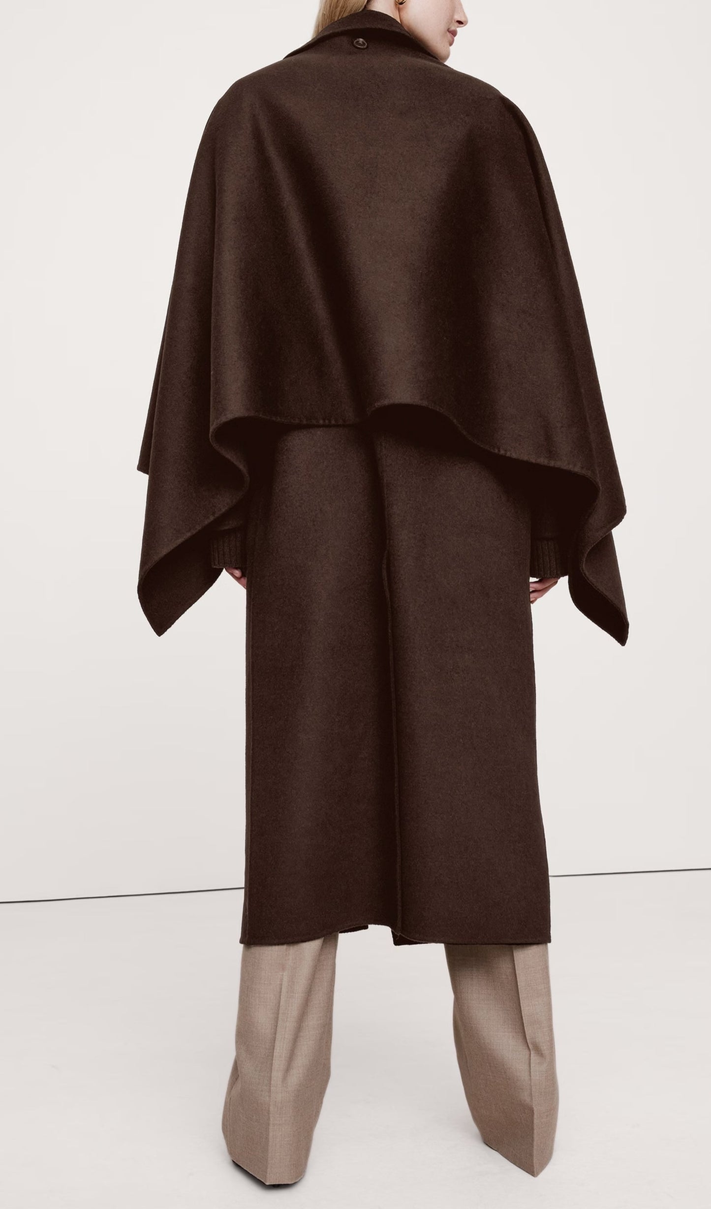 Büyük Boy Çift Yüzlü Pelerin Palto-Kahve