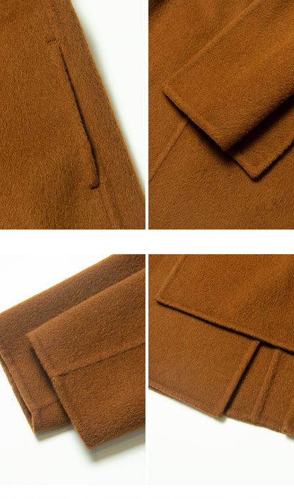 Düz Pelerin Tarzı Palto-Kestane