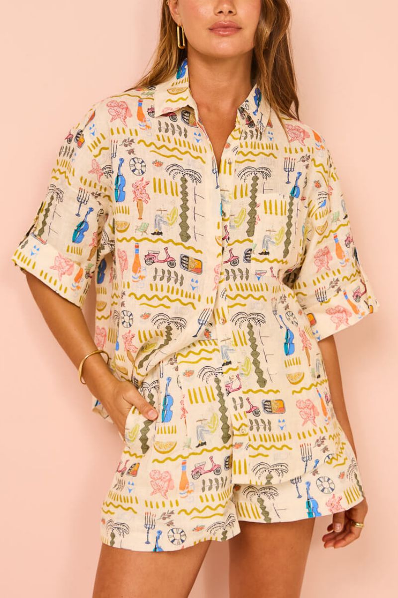 Baskılı Günlük Salaş Şort Takımı