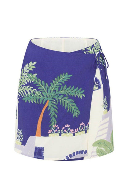 Benzersiz Baskı Gevşek Gömlek Ve Elastik Beli Saran Bağcıklı Etek Seti