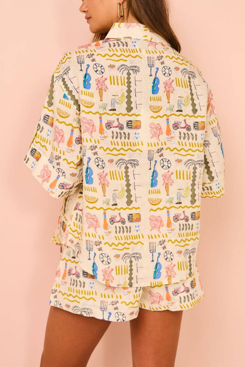 Baskılı Günlük Salaş Şort Takımı