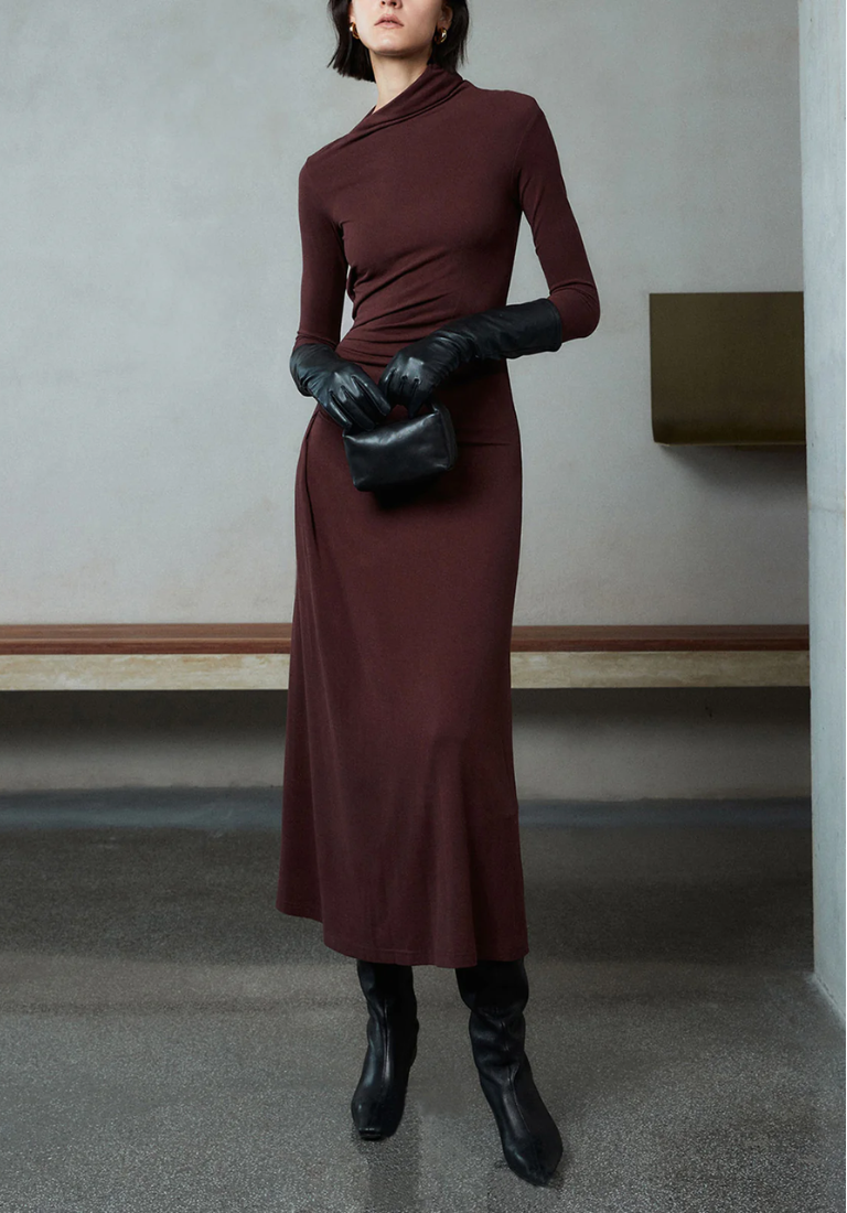 Uzun Kollu Maxi Elbise