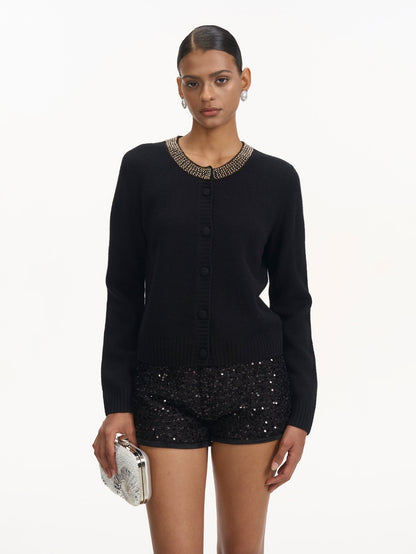 Şık Boncuklu Yün Hırka