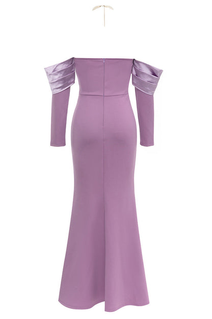 Şık Tek Omuzlu Kürk Yaka Dar Midi Elbiseler