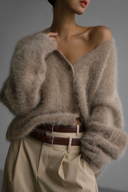 Ünlülerin Zarif Katı Düğmeleri V Yaka Dış Giyim