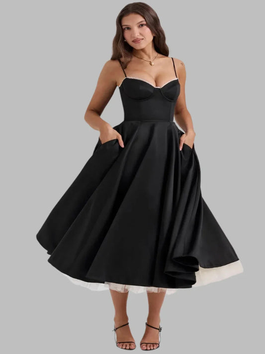 Selene Midi Elbise - Siyah