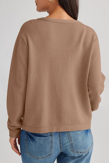 Günlük Günlük Düz Renk Cep Düğmeli O Yaka Dış Giyim (3 Renk)