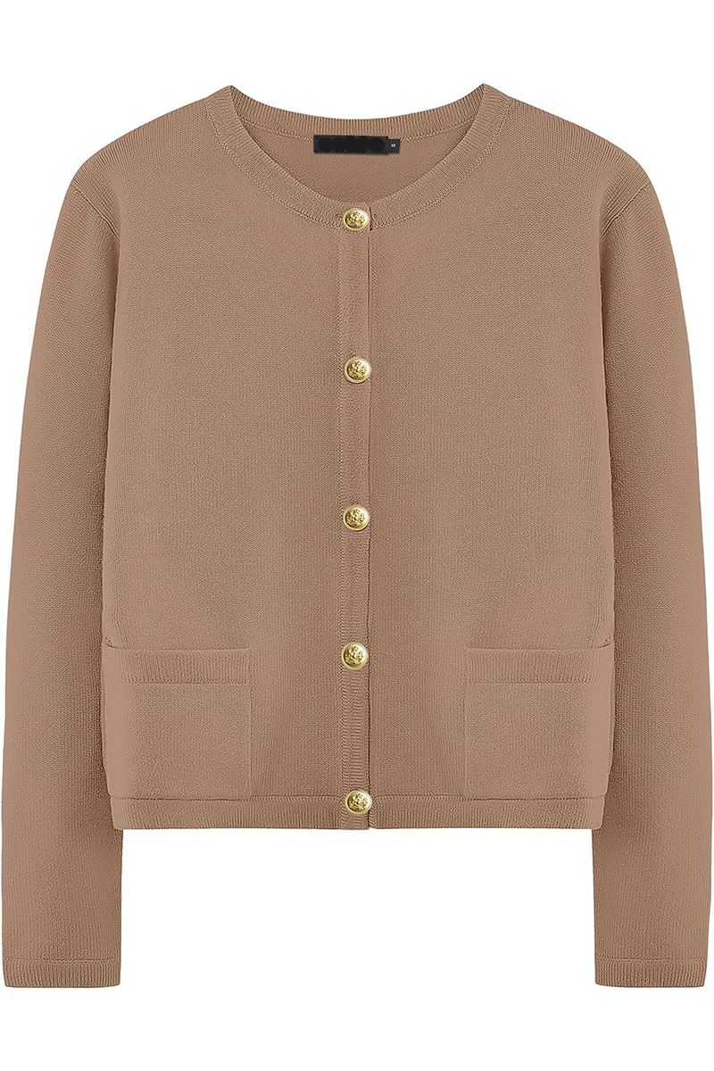 Günlük Günlük Düz Renk Cep Düğmeli O Yaka Dış Giyim (3 Renk)